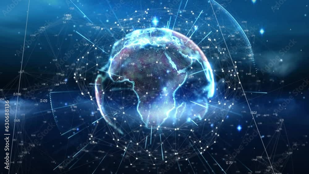 Animation of network of connections over globe Animation of network of connections over globe