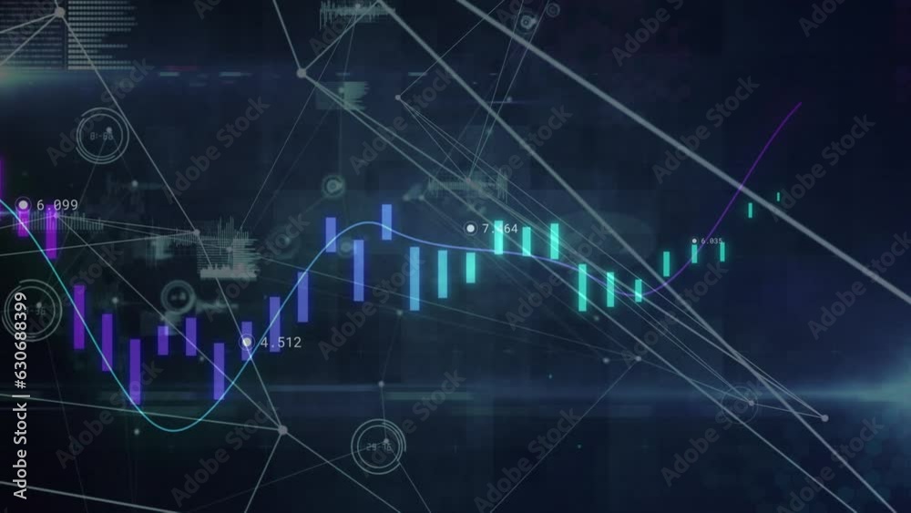 Animation of network of connections over data processing Animation of network of connections over data processing