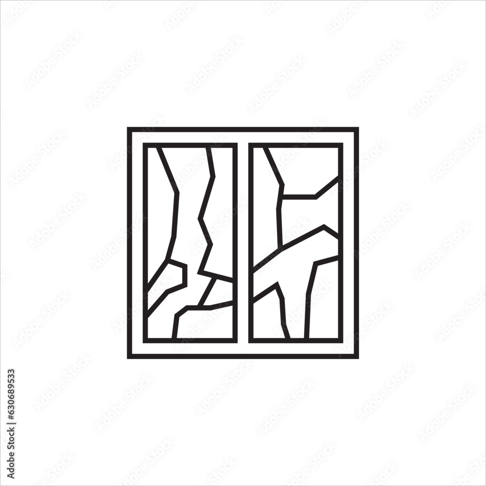 broken glass in window icon vector illustration symbol