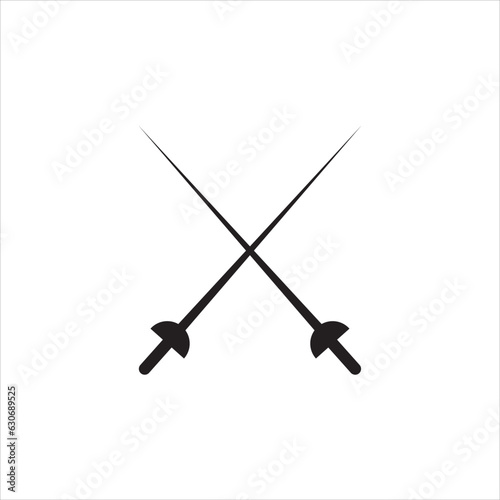 Crossed fencing epee icon vector illustration symbol