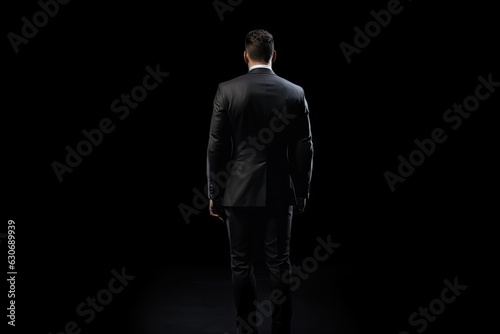 Confident Young Businessman. Successful Male Executive in Stylish Suit Posing Isolated on Black Studio Background