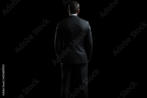 Confident Young Businessman. Successful Male Executive in Stylish Suit Posing Isolated on Black Studio Background