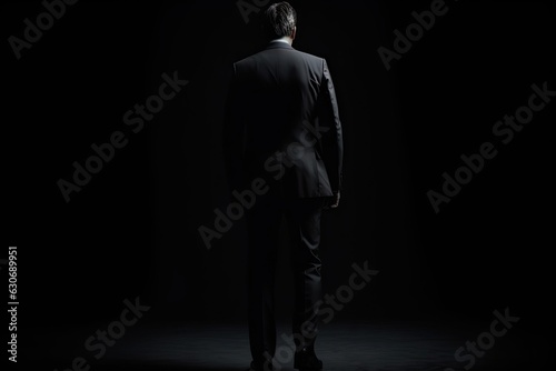 Confident Young Businessman. Successful Male Executive in Stylish Suit Posing Isolated on Black Studio Background © Thares2020