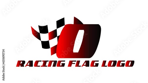 animation video of the racing flag and the letter O, suitable for opening racing sports advertisements, etc