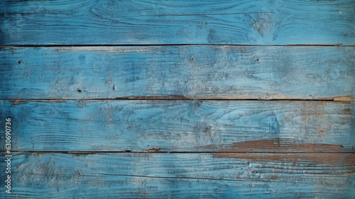 Rustic blue bright old antique grunge wooden texture tree plank wood background panorama copy space mockup banner handmade vintage fence.