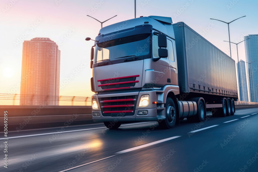 A Close-Up of a Modern Lorry on the Highway