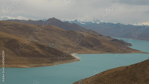 Time lapse of Yamdrok Lake in Tibet, China. One of the three holy lakes in Tibet. photo