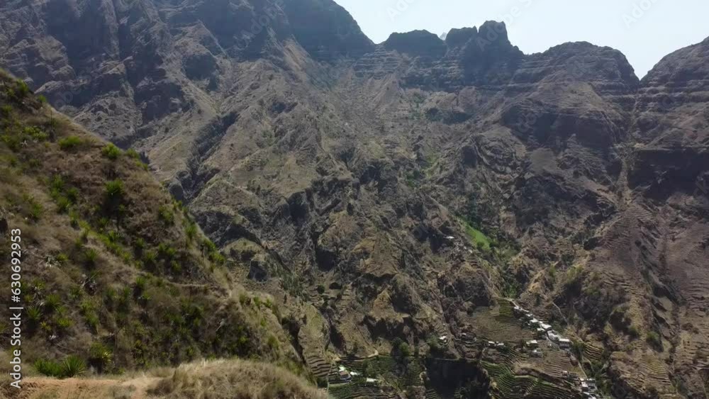 wide vista of valley on Santo Antão with stunning hiking trails wide vista of valley on Santo Antão with stunning hiking trails