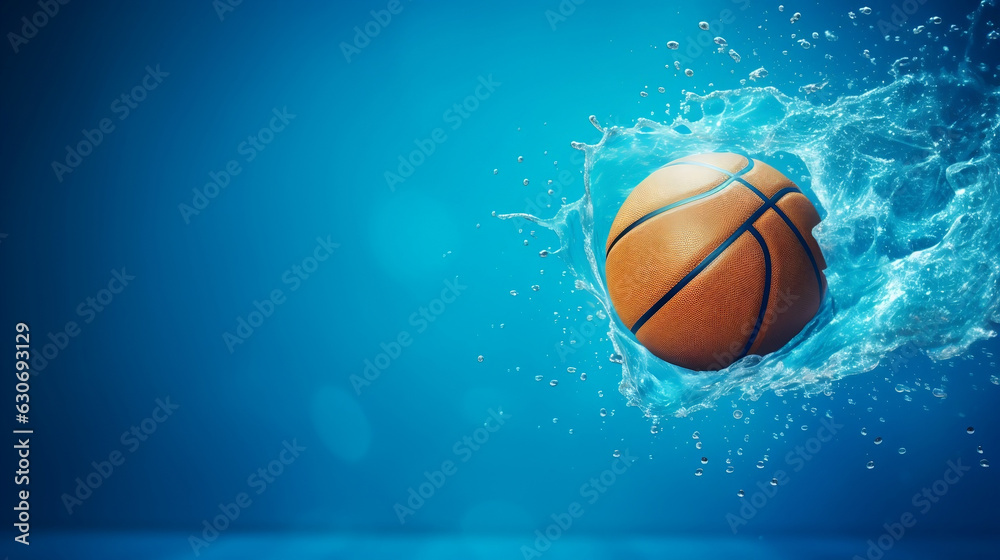 basketball on blue background ,Generative Ai