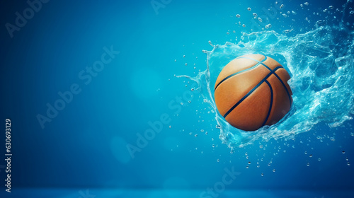 basketball on blue background ,Generative Ai © oldwar