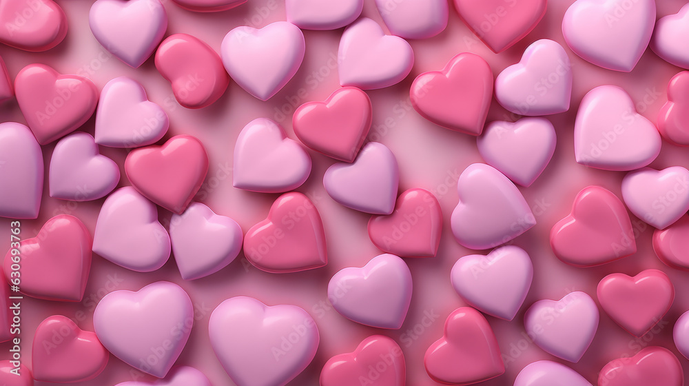 A lot of pink and pink hearts on a pink background