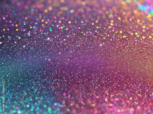 Abstract purple and pink dark glitter lights background. Romantic backdrop. Generative AI.