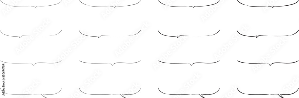 ベクターのかわいい手書きの下線ふきだしセット 黒 あしらい シンプル Black handwritten vector speech bubble set ベクターのかわいい手書きの下線ふきだしセット 黒 あしらい シンプル Black handwritten vector speech bubble set