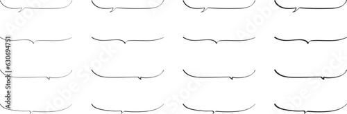 ベクターのかわいい手書きの下線ふきだしセット　黒　あしらい　シンプル　Black handwritten vector speech bubble set