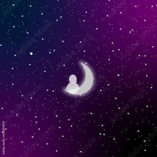 SITTING ON THE MOON ILLUSTRATION