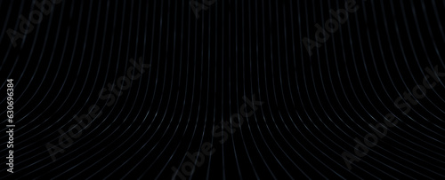 Curved digital lines on a clean black background. Copy space illustration. Concept technology.