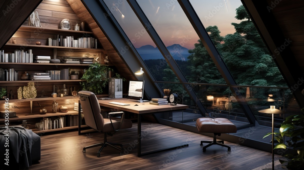 interior of a home office room ai generated