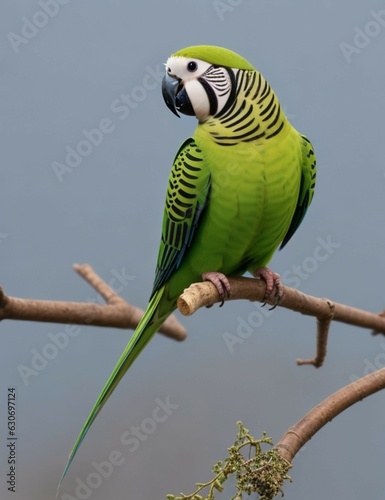 Parakeet, green, isolated, portrait, illustration
