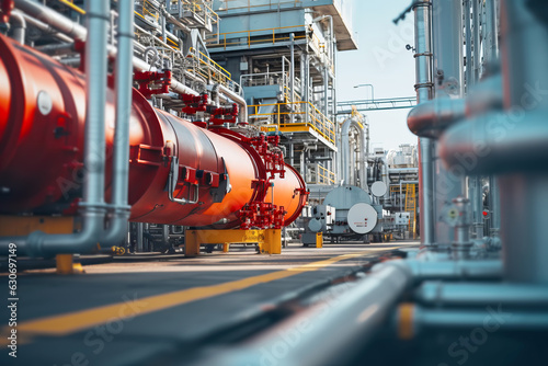 Billede på lærred Pipeline and pipe rack of petroleum, chemical, hydrogen or ammonia industrial plant