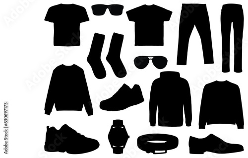 Set of men's clothes silhouette vector art