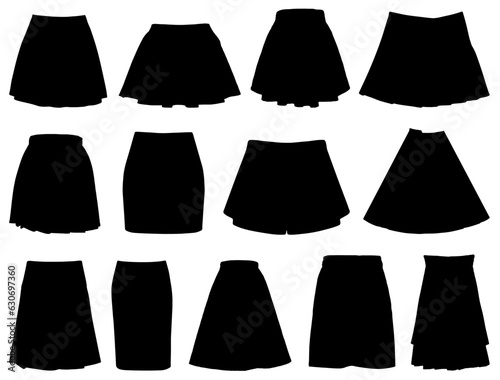 Set of Lady skirt silhouette vector art