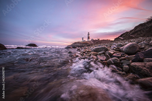 Montauk Point Lighthouse at sunset in Long Island, New York, USA photo