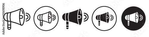 Loudspeaker symbol Icon. Louder public announcement using megaphone for speech broadcast through advertisement in emergency notify. Vector Set collection of loud speaker audio sound marketing web icon