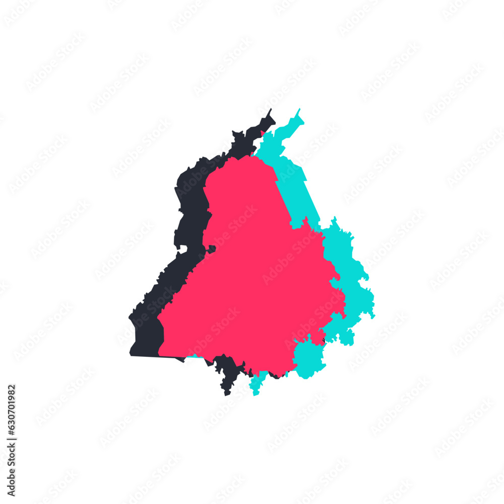 Punjab Map World Map International vector template. India region