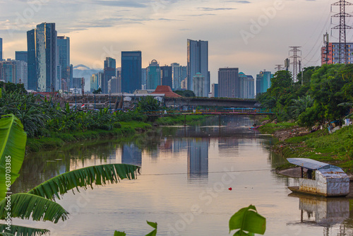 city skyline with river