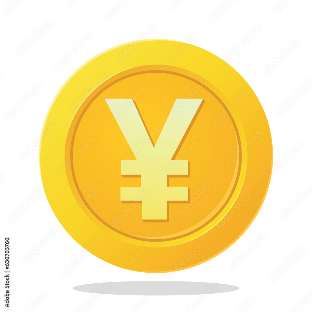 Gold coin with Japanese Yen sign. Financial items. Currency element vector illustration. Gold coin with Japanese Yen sign. Financial items. Currency element vector illustration.