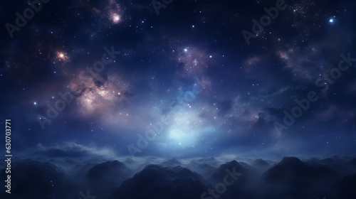 A night sky filled with stars and clouds