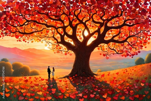 couple in the park in the autumn photo