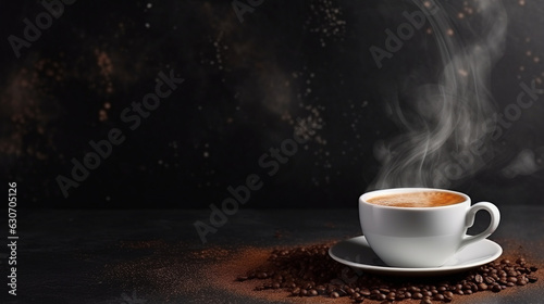 A cup of steaming cappuccino, coffee banner, background, International Coffee Day autumn, autumn, Generative AI