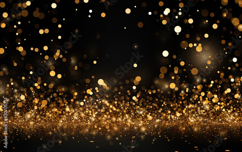 Festive vector background with gold glitter and confetti for Christmas celebration. 
