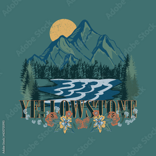 wanderlust women's outdoors vector prints, Montana nature rocks, Mountain graphic print vector design for t shirt, poster, sticker and others. Hand drawn and vector emblem designs. 