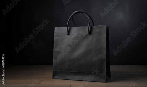 Shopping bag, space for text, black friday and promotion concept. Generative AI