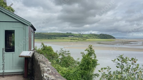 Writing shed, looking over looking the River Taf Laugharne Carmarthenshire Wales