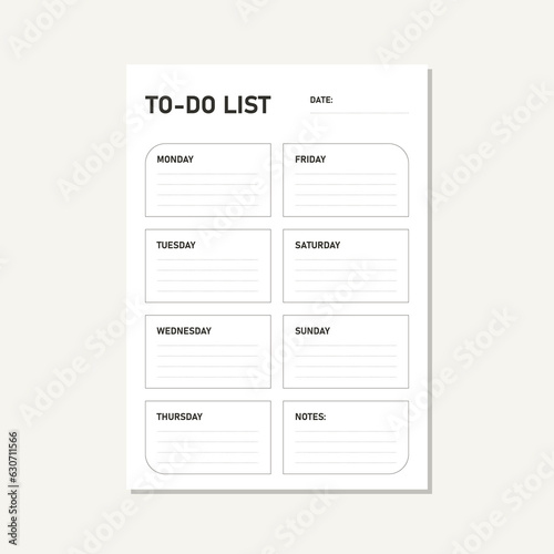 to do list planner black and white vector design template