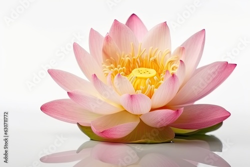 Beautiful pink lotus flower  isolated on white background.