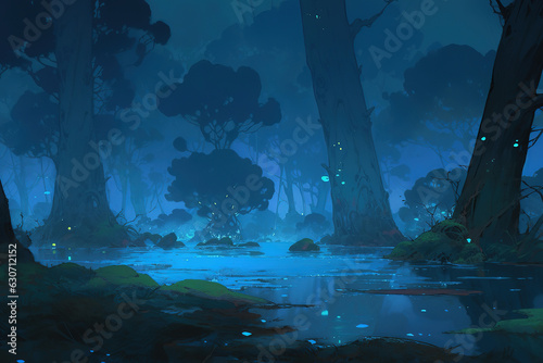 swamp in forest anime scene