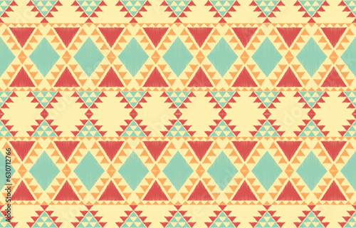 Ethnic abstract ikat art. Aztec ornament print. geometric ethnic pattern seamless  color oriental.  Design for background ,curtain, carpet, wallpaper, clothing, wrapping, Batik, vector illustration.