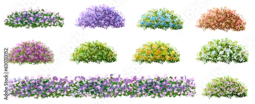 Vector of flower grass or blooming shrub isolated on white background ,watercolor tree elevation for landscape concept,environment panorama scene,eco design,meadow for spring