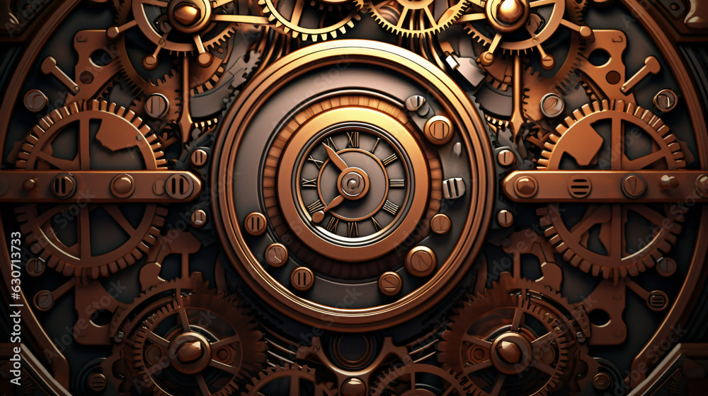 Steampunk clockwork mechanism background