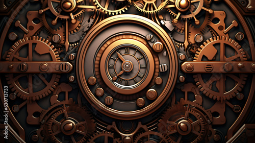 Steampunk clockwork mechanism background
