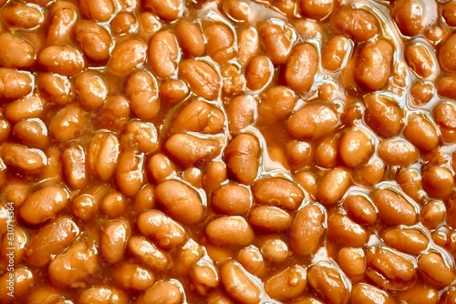Full frame of baked beans