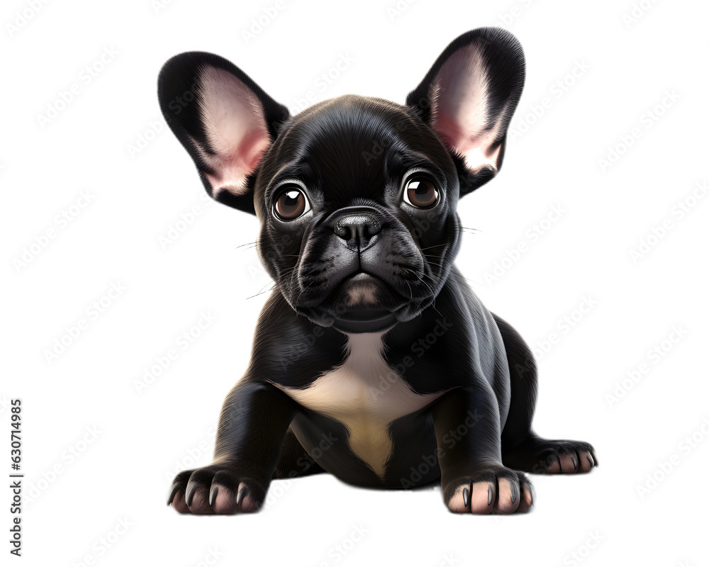 Charming 3D Puppy Lovable Pug  with Playful Personality Transparent Background Generative Ai