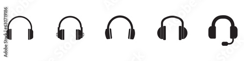 Tablou canvas Headphones icons set