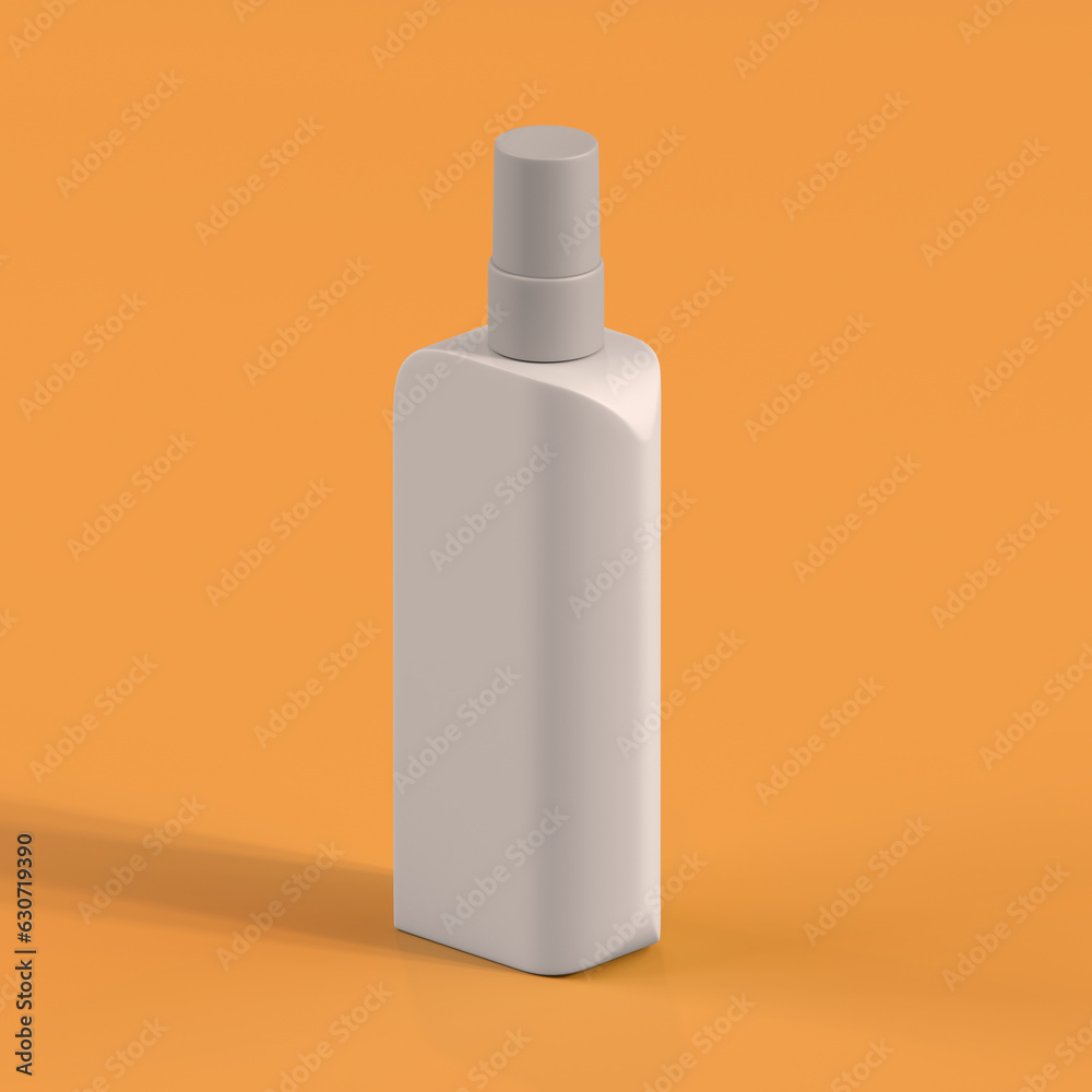 Monochrome Bottle on Orange Background, 3d Rendering Monochrome Bottle on Orange Background, 3d Rendering