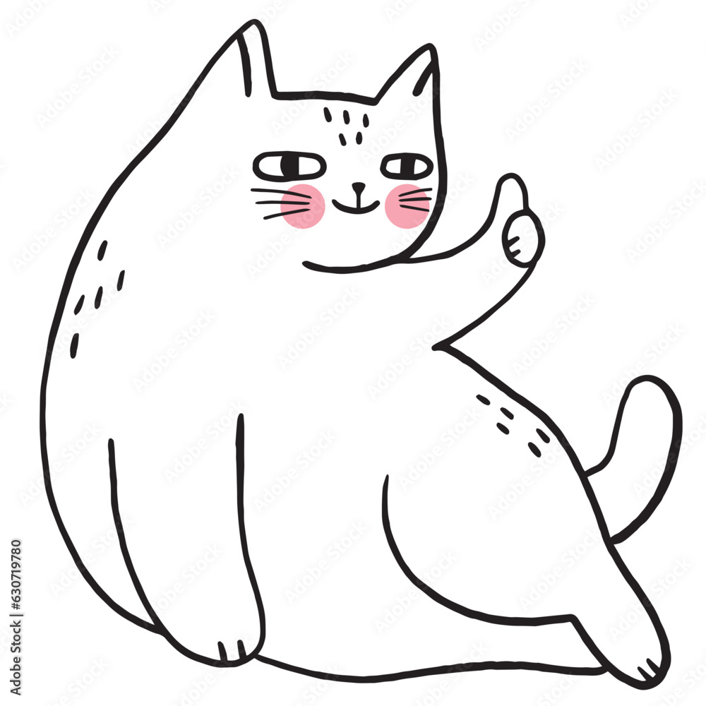 Fototapeta premium Cartoon cute funny cat vector.