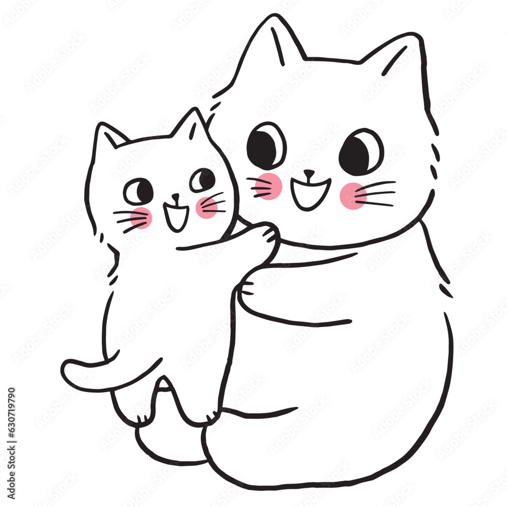 Fototapeta premium Cartoon cute funny cat vector.